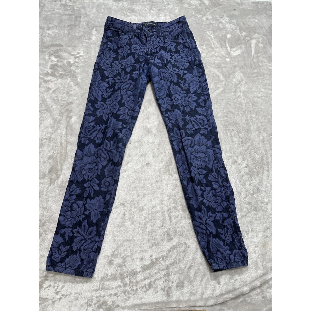 Guess Brittney Skinny Ankle Length Pants Jeans Women's Size 25 Black Blue Print
